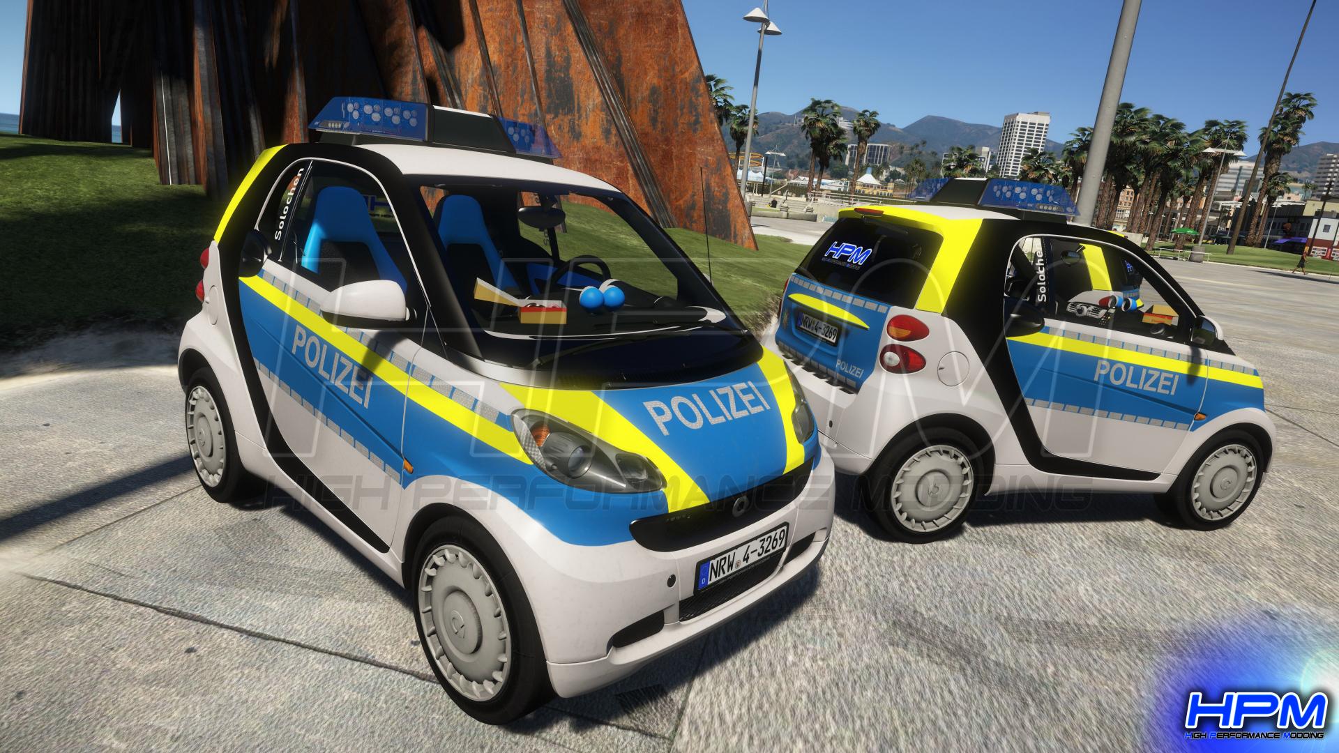 Smart 451 Fortwo 2007 Polizei NRW Solochen ELS Wiper GTA5 Mods